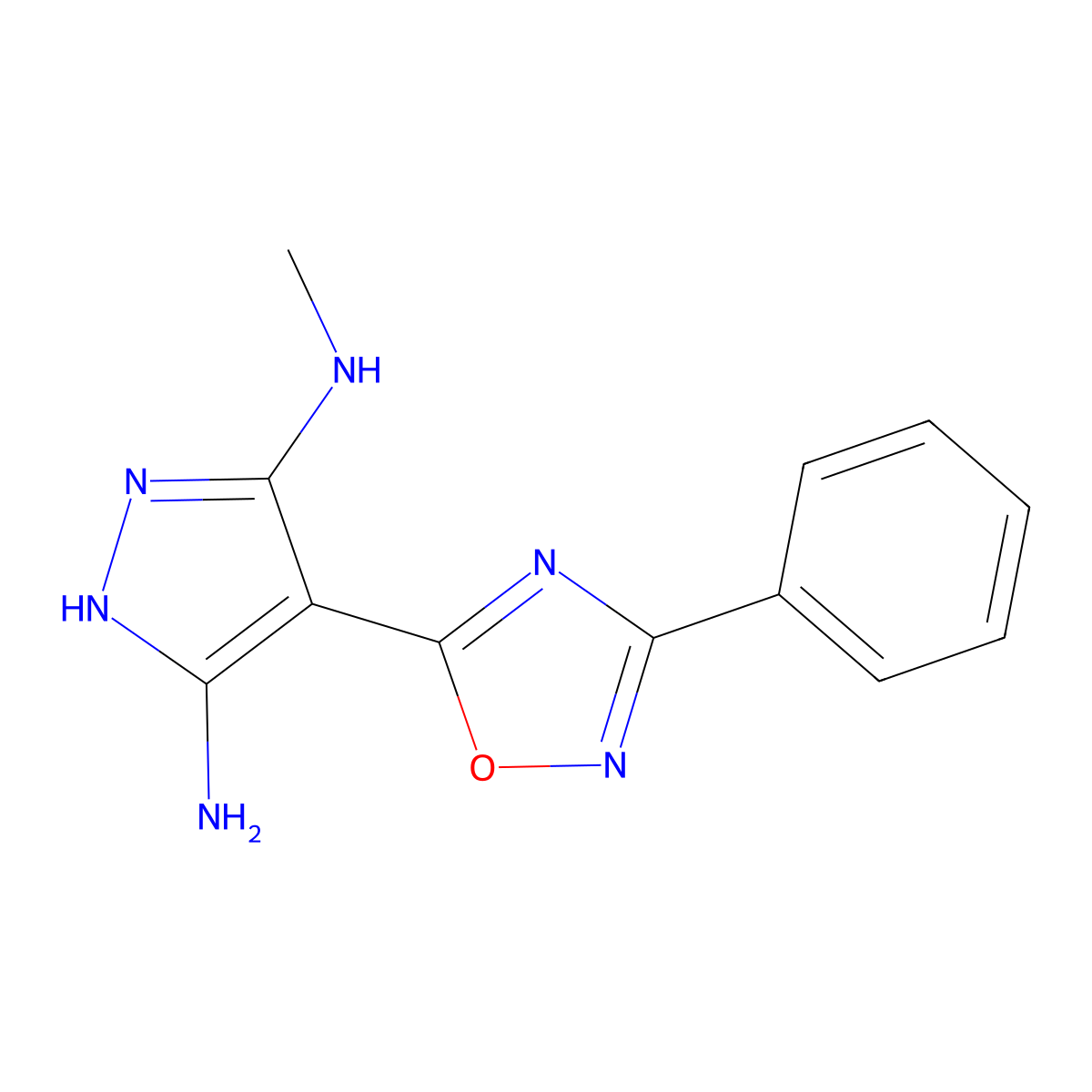 3-N-Methyl-4-(3-phenyl-1,2,4-oxadiazol-5-yl)-1H-pyrazole-3,5-diamine molecular structure, CAS 1188304-97-3