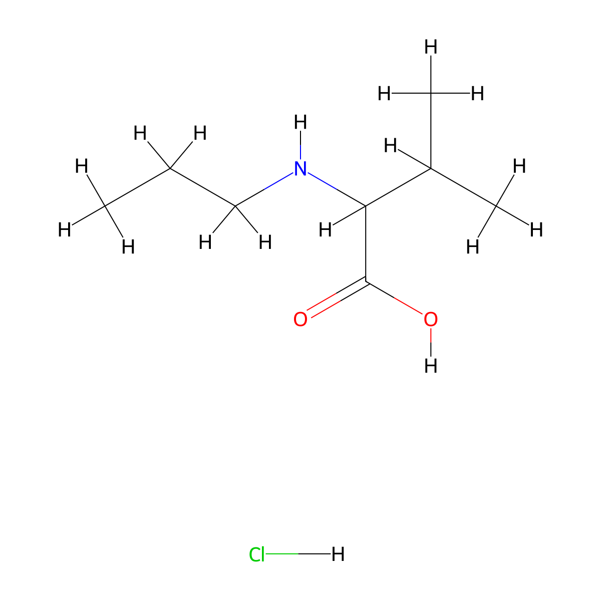 3-Methyl-2-(propylamino)butanoic acid hydrochloride molecular structure, CAS 1188317-05-6