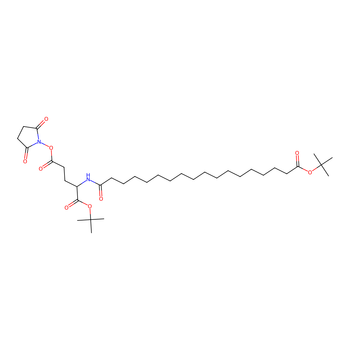 1-(tert-Butyl) 5-(2,5-dioxopyrrolidin-1-yl) (18-(tert-butoxy)-18-oxooctadecanoyl)-L-glutamate molecular structure, CAS 1188328-22-4