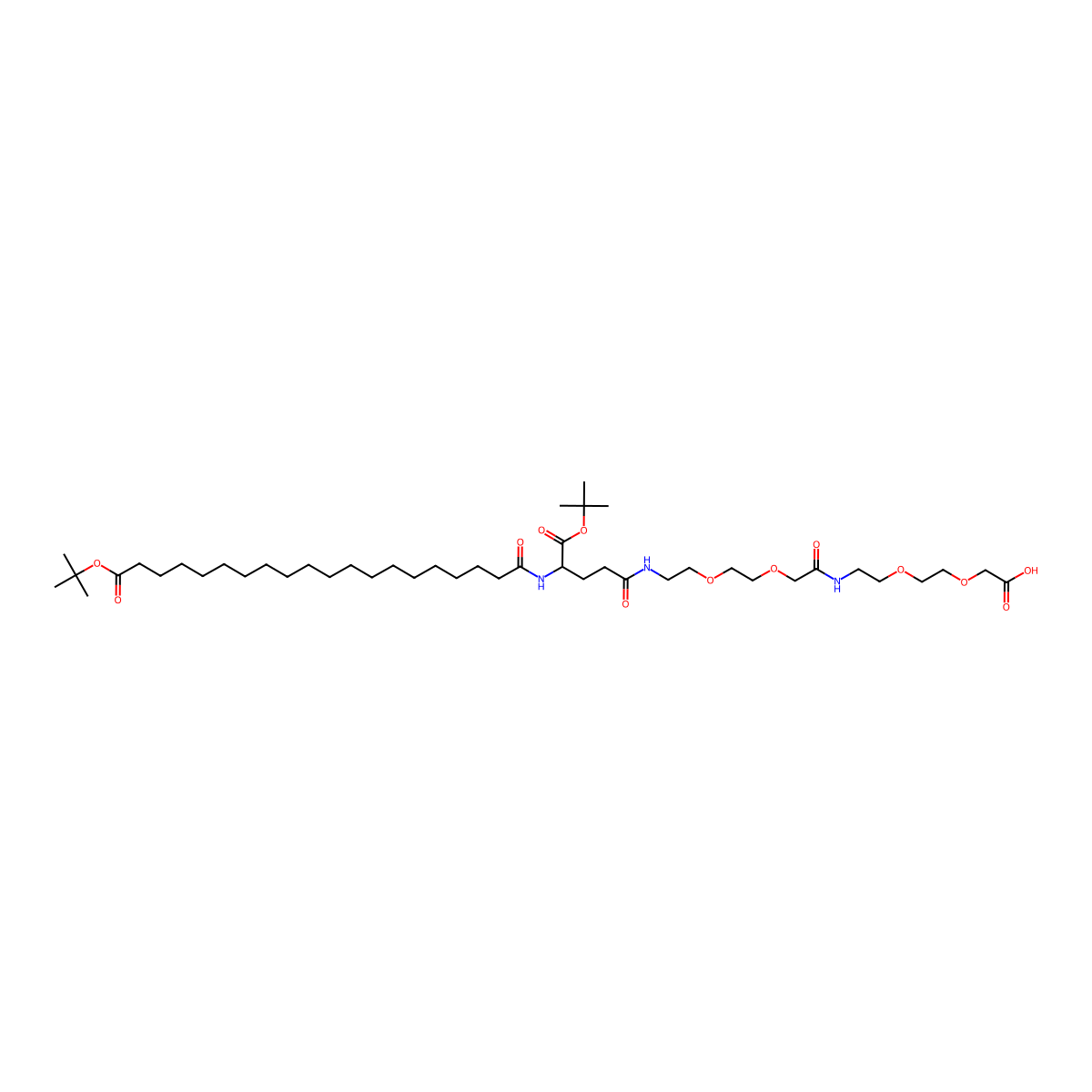 (S)-22-(tert-Butoxycarbonyl)-45,45-dimethyl-10,19,24,43-tetraoxo-3,6,12,15,44-pentaoxa-9,18,23-triazahexatetracontanoic acid molecular structure, CAS 1188328-37-1