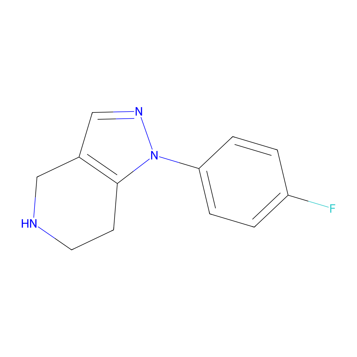 1-(4-fluorophenyl)-1H,4H,5H,6H,7H-pyrazolo[4,3-c]pyridine molecular structure, CAS 1188331-33-0