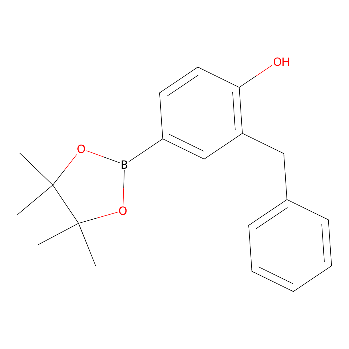 2-Benzyl-4-(4,4,5,5-tetramethyl-1,3,2-dioxaborolan-2-yl)phenol molecular structure, CAS 1188335-74-1