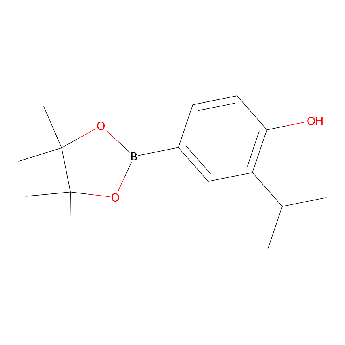 2-Isopropyl-4-(4,4,5,5-tetramethyl-1,3,2-dioxaborolan-2-YL)phenol molecular structure, CAS 1188335-75-2