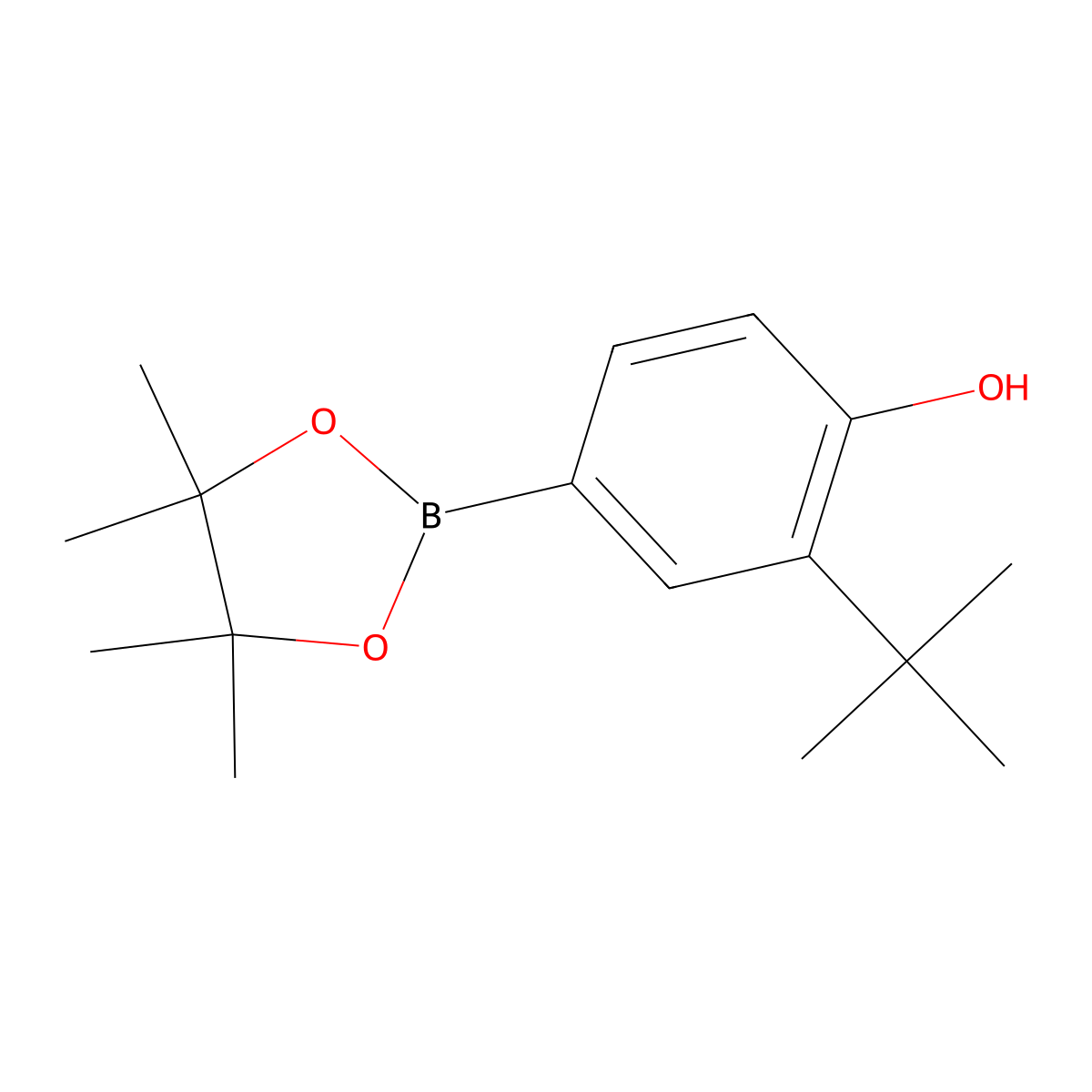2-Tert-butyl-4-(4,4,5,5-tetramethyl-1,3,2-dioxaborolan-2-YL)phenol molecular structure, CAS 1188335-77-4