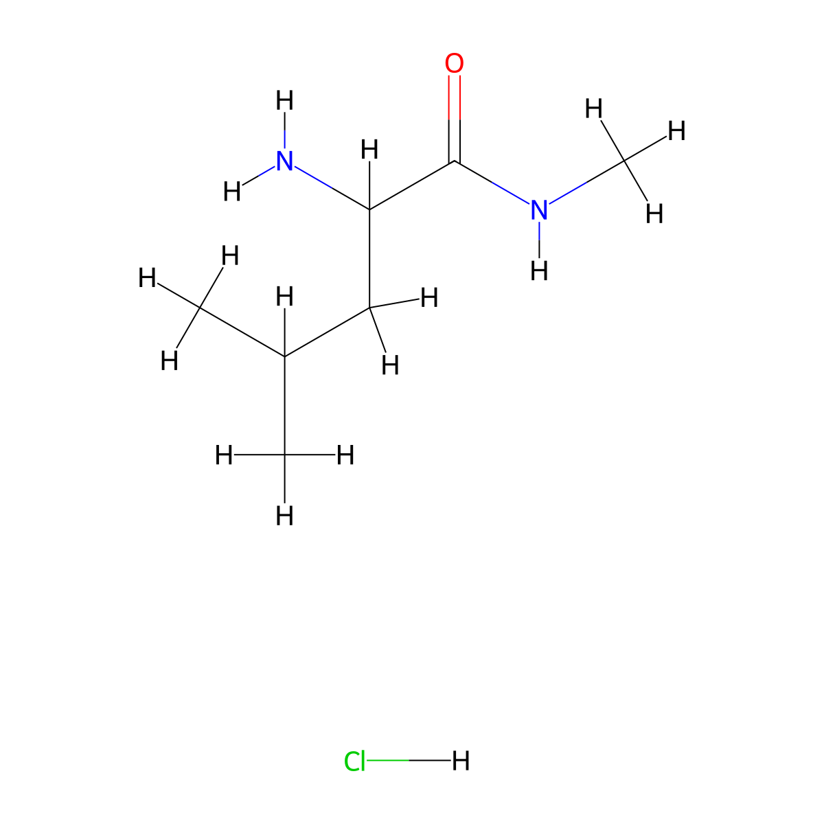 2-amino-N,4-dimethylpentanamide hydrochloride molecular structure, CAS 118835-21-5