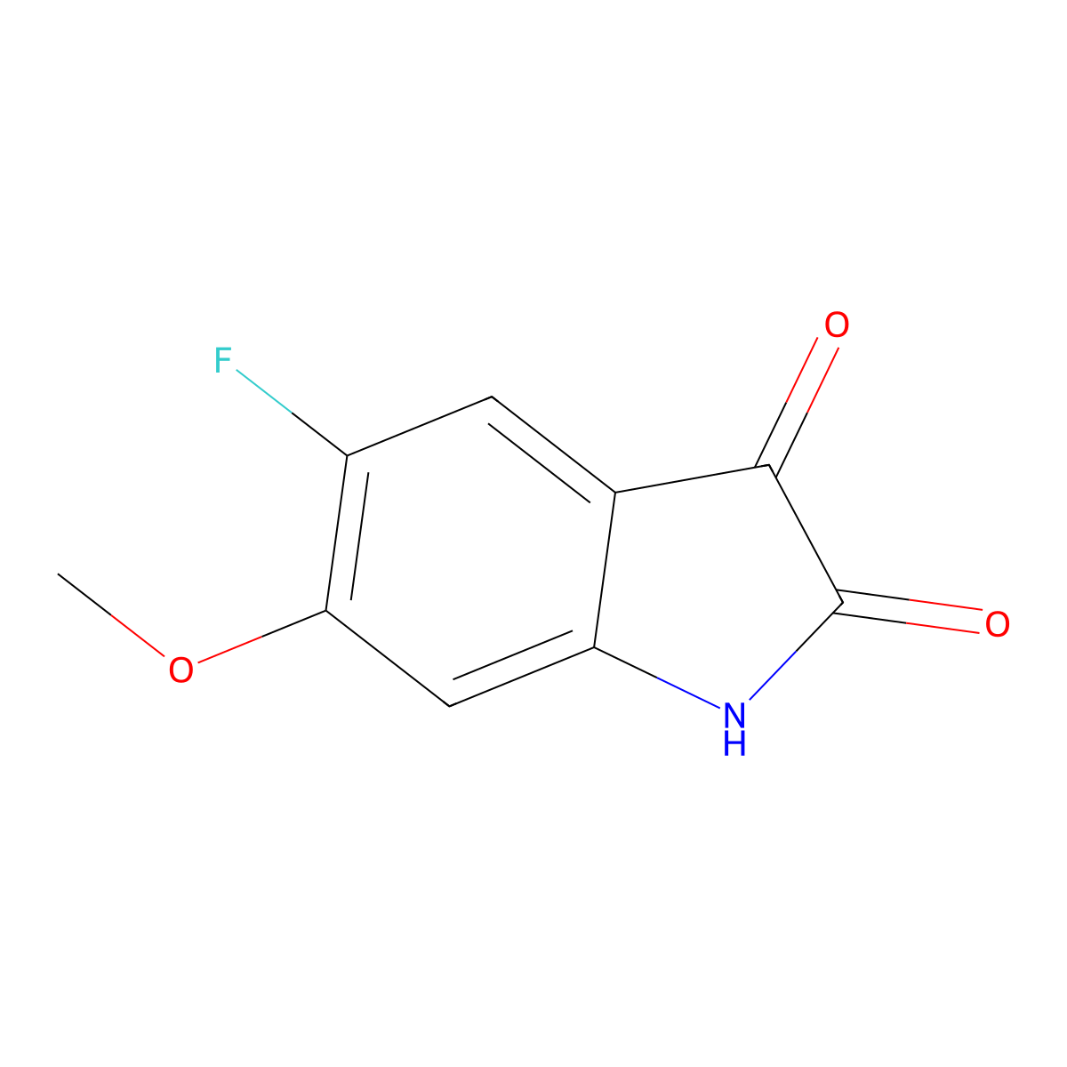 5-fluoro-6-methoxy-2,3-dihydro-1H-indole-2,3-dione molecular structure, CAS 1188354-74-6