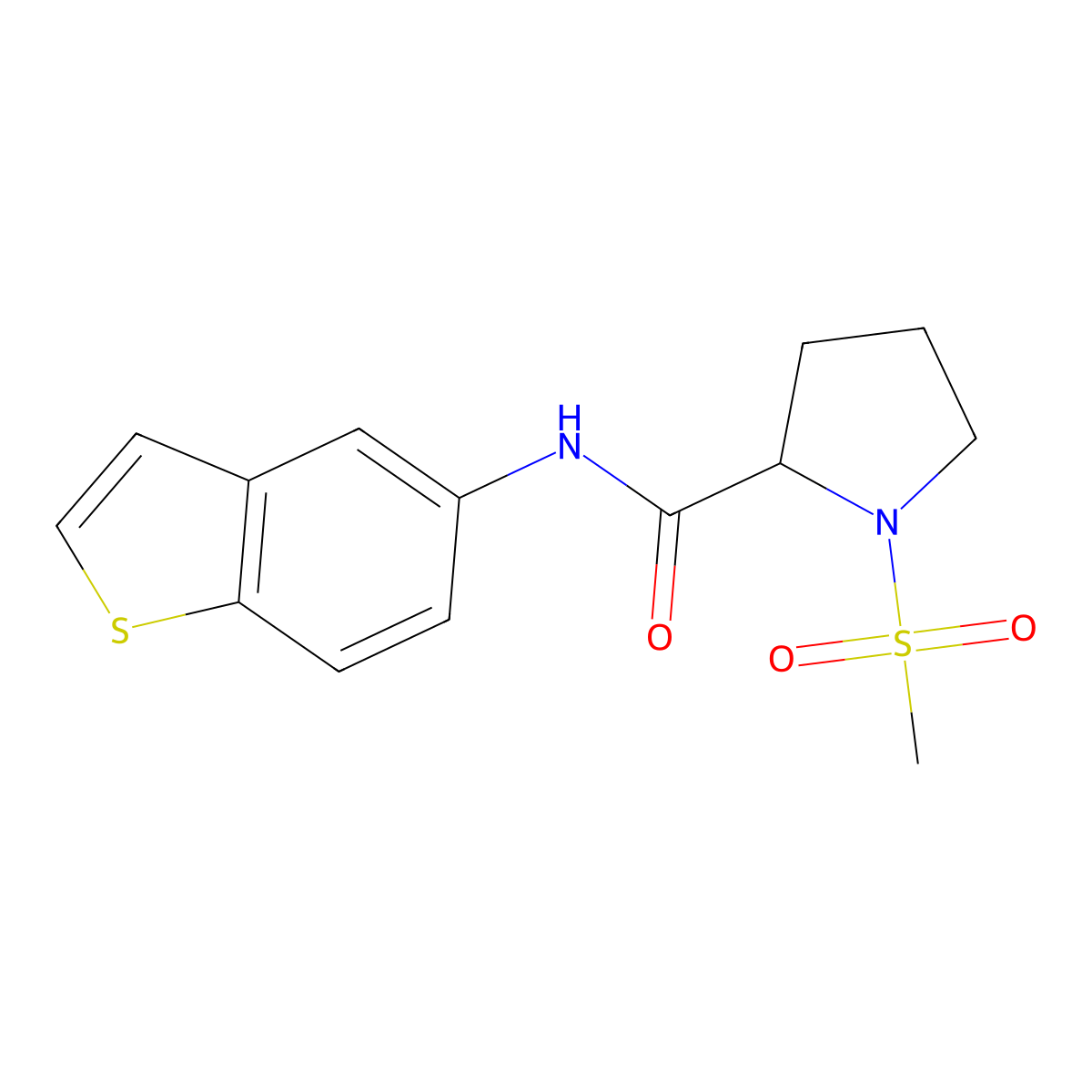 N-(benzo[b]thiophen-5-yl)-1-(methylsulfonyl)pyrrolidine-2-carboxamide molecular structure, CAS 1188363-04-3