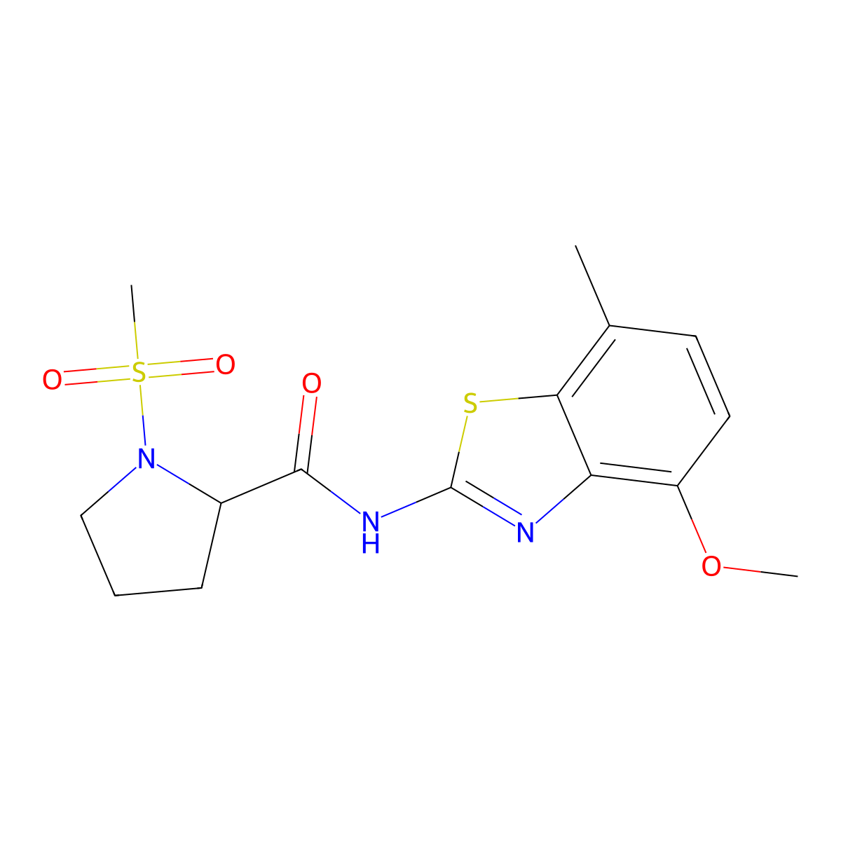 N-(4-methoxy-7-methylbenzo[d]thiazol-2-yl)-1-(methylsulfonyl)pyrrolidine-2-carboxamide molecular structure, CAS 1188363-11-2