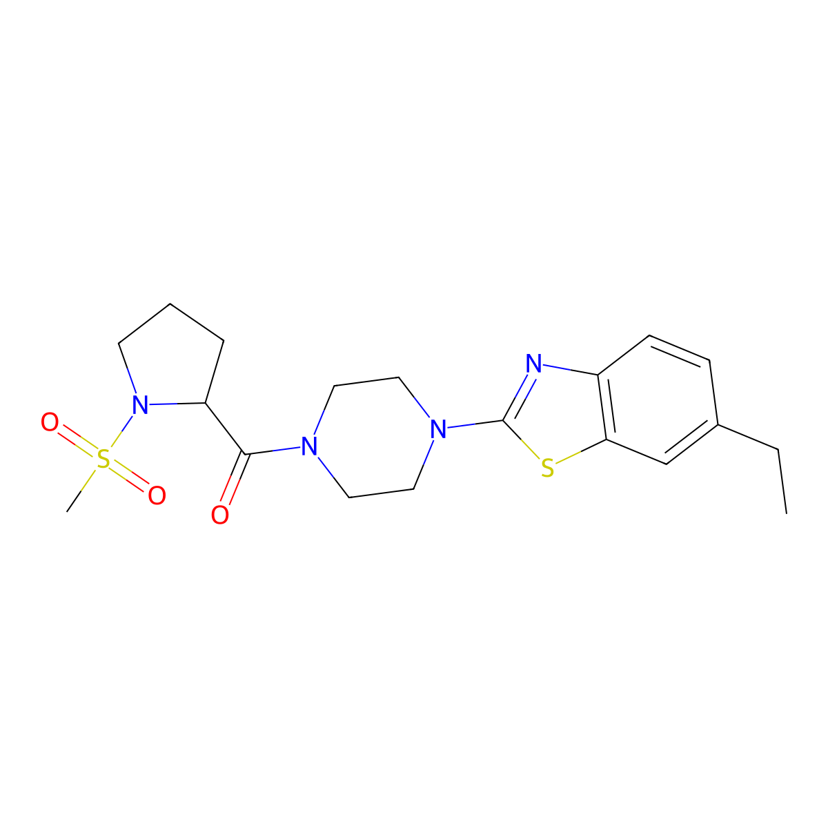 (4-(6-Ethylbenzo[d]thiazol-2-yl)piperazin-1-yl)(1-(methylsulfonyl)pyrrolidin-2-yl)methanone molecular structure, CAS 1188363-12-3