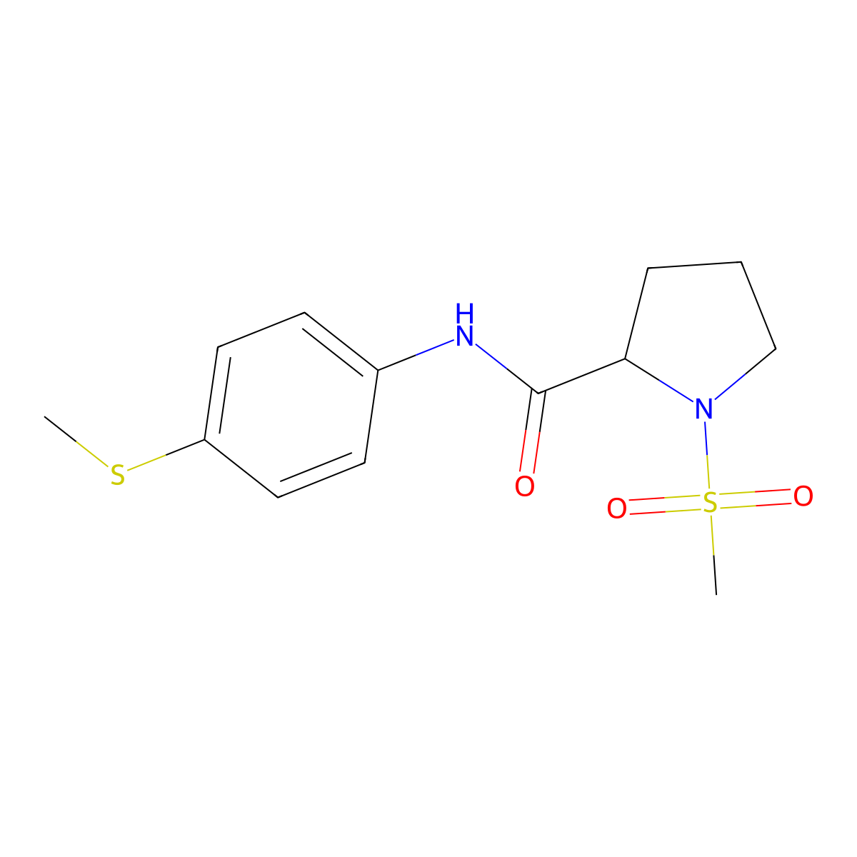 1-(methylsulfonyl)-N-(4-(methylthio)phenyl)pyrrolidine-2-carboxamide molecular structure, CAS 1188363-16-7