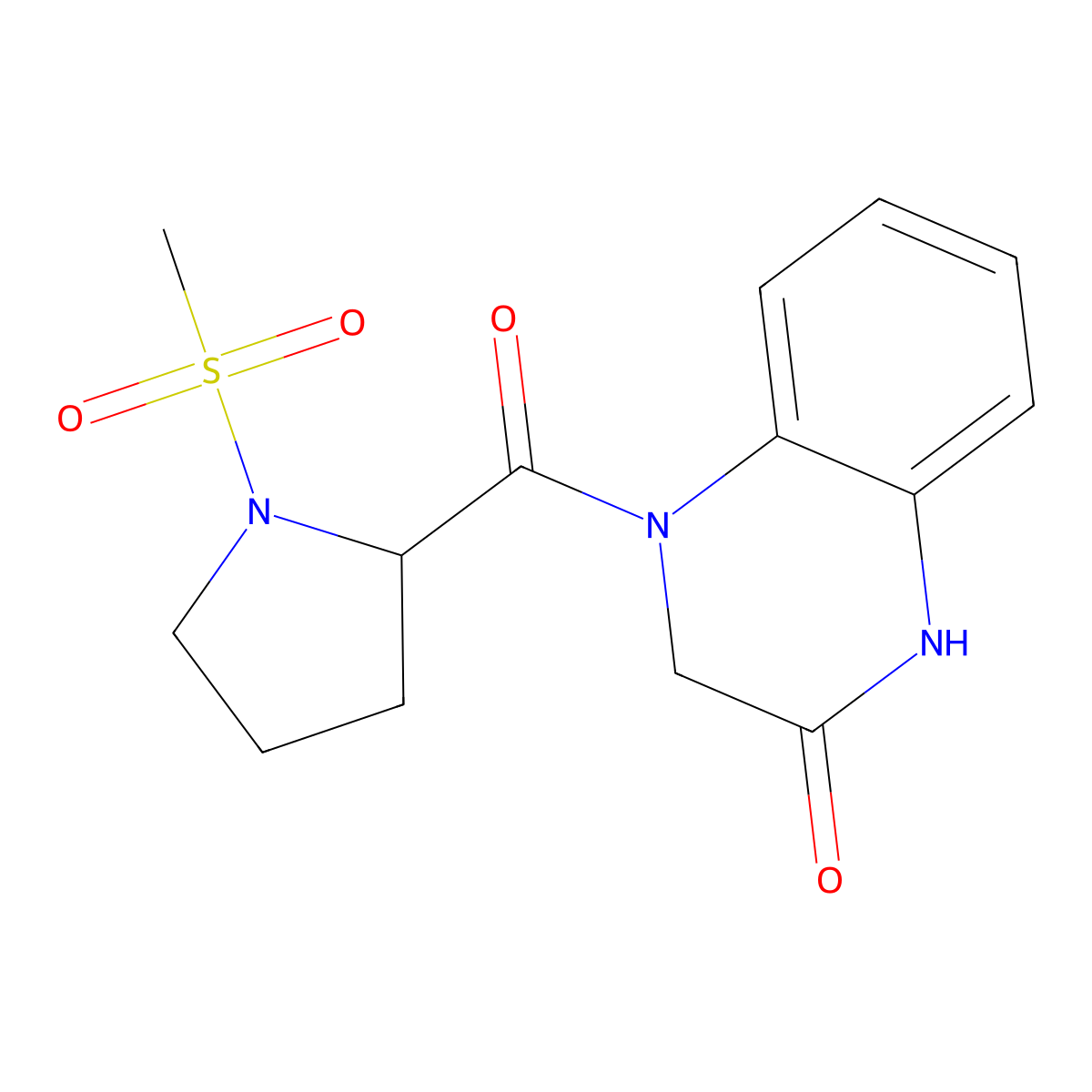 4-(1-(methylsulfonyl)pyrrolidine-2-carbonyl)-3,4-dihydroquinoxalin-2(1H)-one molecular structure, CAS 1188363-17-8