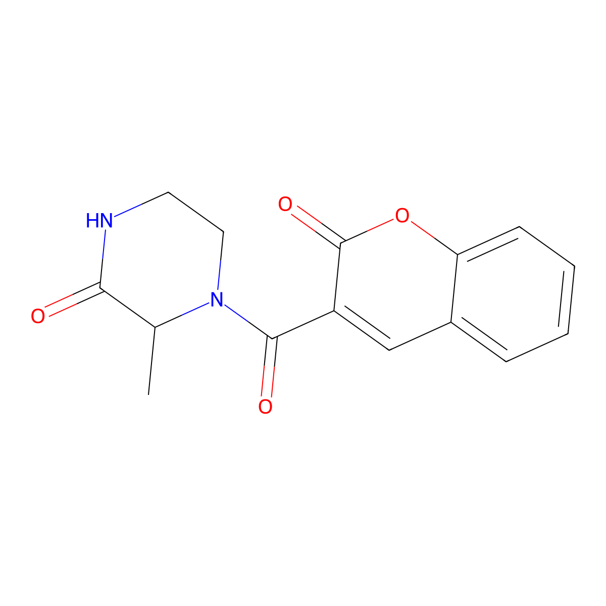 3-methyl-4-(2-oxo-2H-chromene-3-carbonyl)piperazin-2-one molecular structure, CAS 1188363-18-9