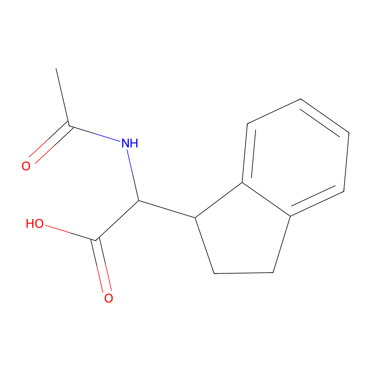 2-(2,3-dihydro-1H-inden-1-yl)-2-acetamidoacetic acid molecular structure, CAS 1188366-06-4