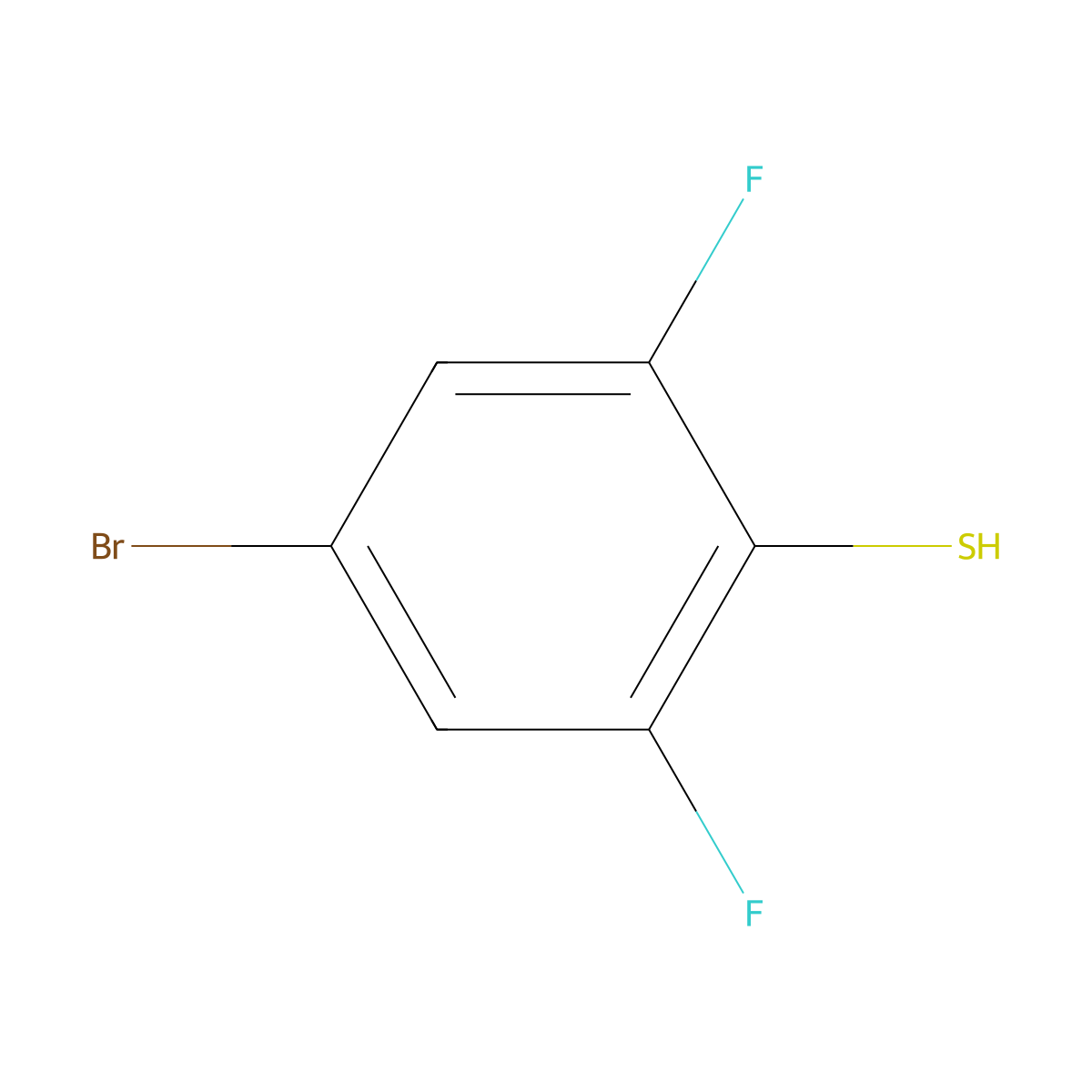 4-Bromo-2,6-difluorobenzenethiol molecular structure, CAS 1188368-59-3