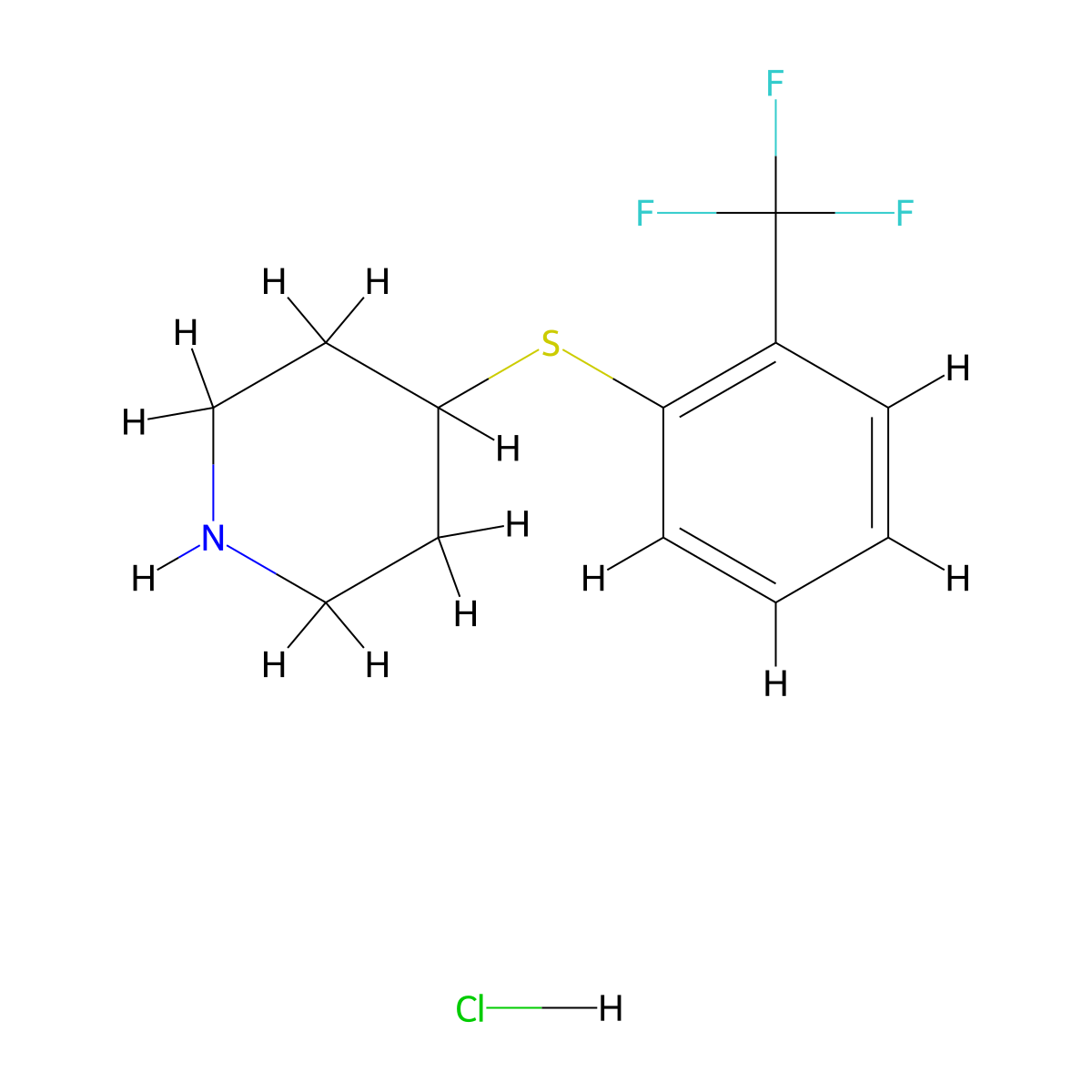 4-(2-Trifluoromethyl-phenylsulfanyl)-piperidine hydrochloride molecular structure, CAS 1188374-36-8