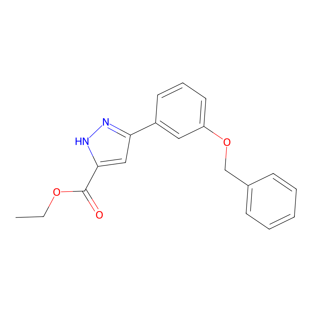 Ethyl 5-(3-(benzyloxy)phenyl)-1H-pyrazole-3-carboxylate molecular structure, CAS 1188374-43-7