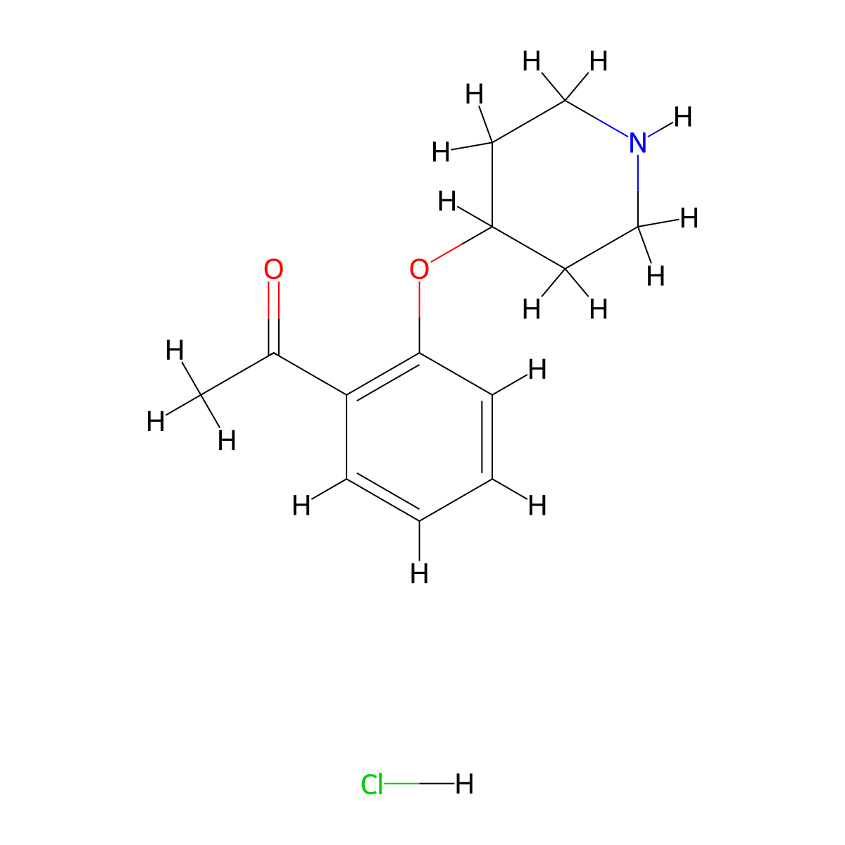 1-(2-(Piperidin-4-yloxy)phenyl)ethanone hydrochloride molecular structure, CAS 1188375-07-6