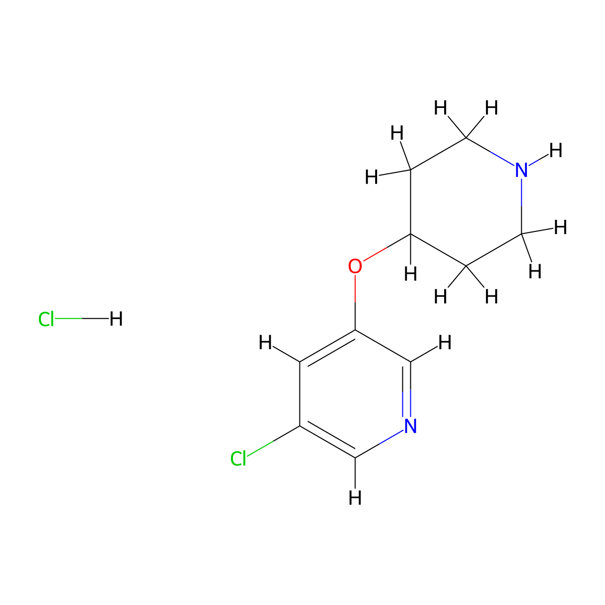 3-Chloro-5-(piperidin-4-yloxy)pyridine hydrochloride molecular structure, CAS 1188375-10-1