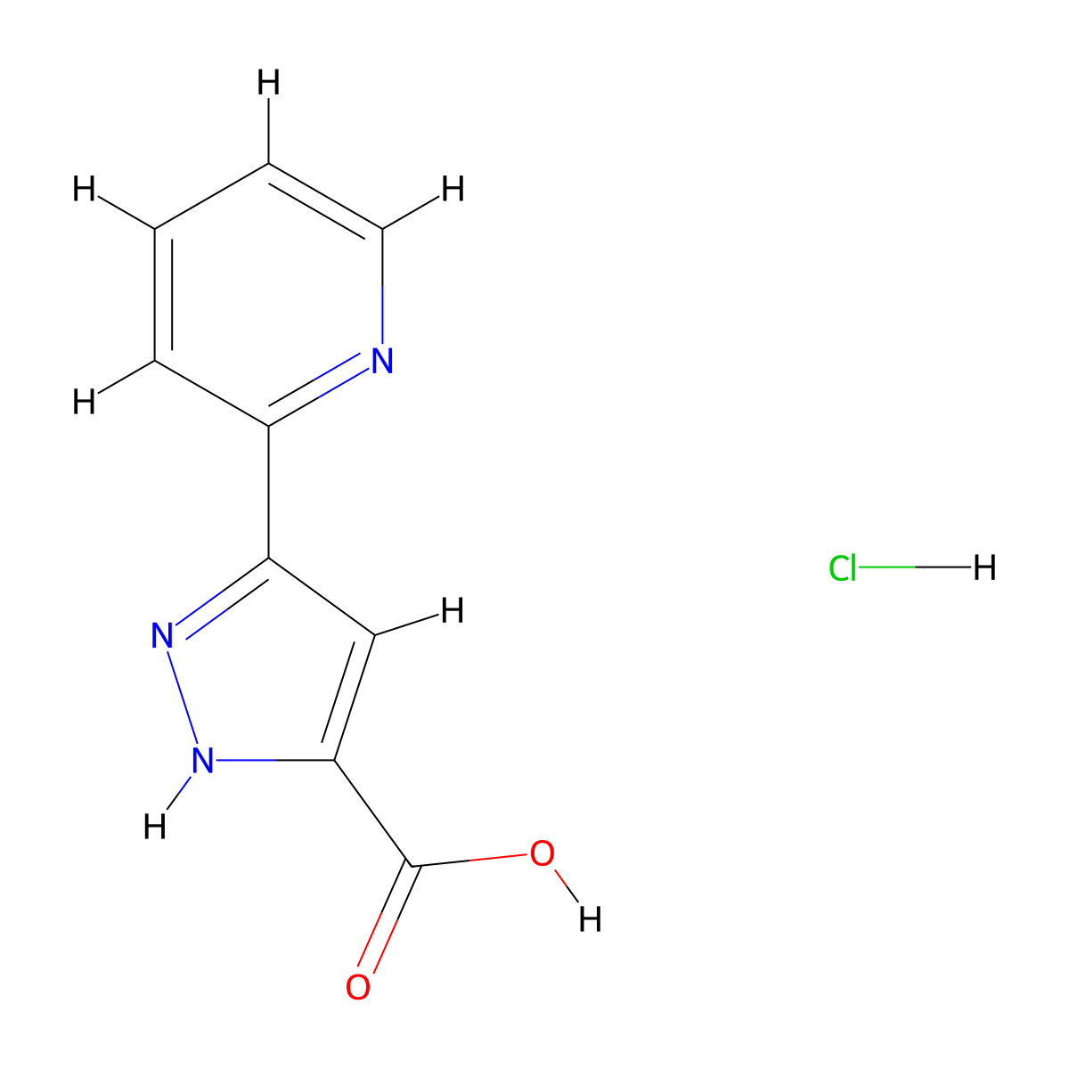 3-(Pyridin-2-yl)-1H-pyrazole-5-carboxylic acid hydrochloride molecular structure, CAS 1188375-21-4