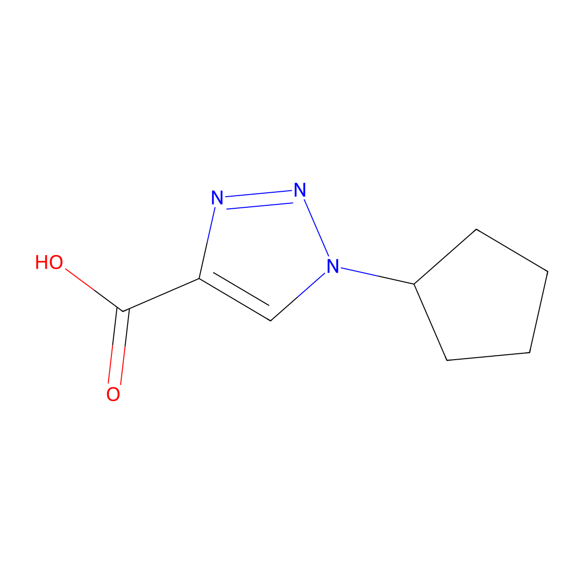 1-cyclopentyl-1H-1,2,3-triazole-4-carboxylic acid molecular structure, CAS 1188375-29-2