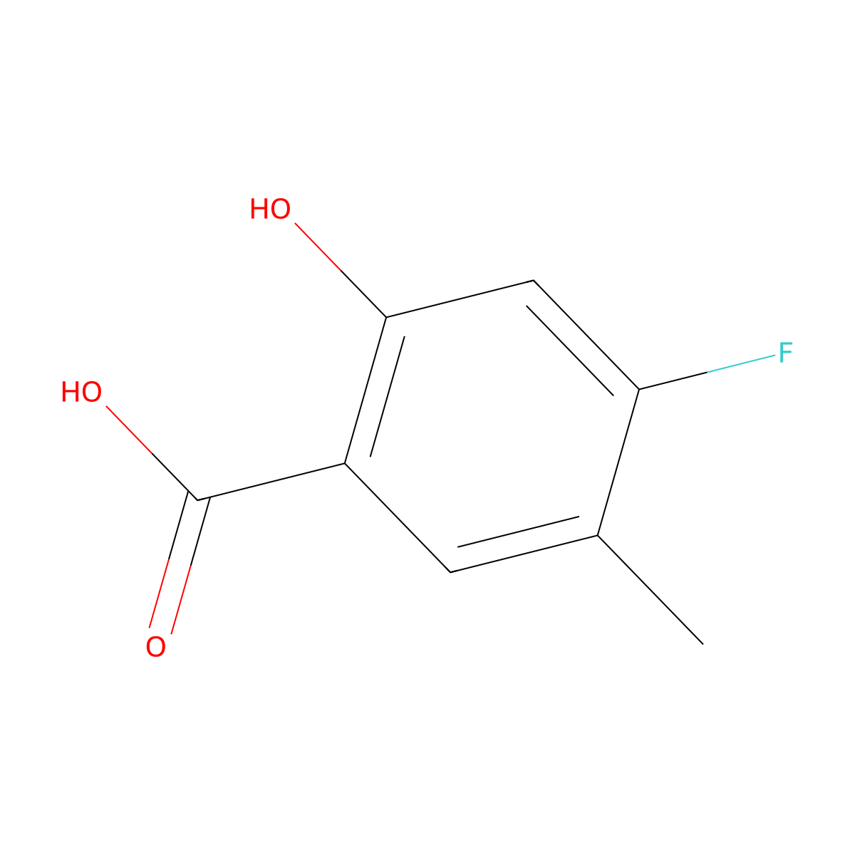 4-Fluoro-2-hydroxy-5-methylbenzoic acid molecular structure, CAS 1188381-75-0
