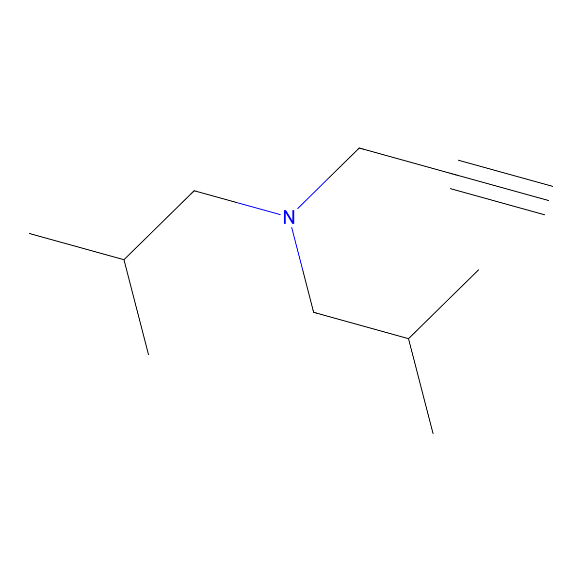 Bis(2-methylpropyl)(prop-2-yn-1-yl)amine molecular structure, CAS 118840-55-4