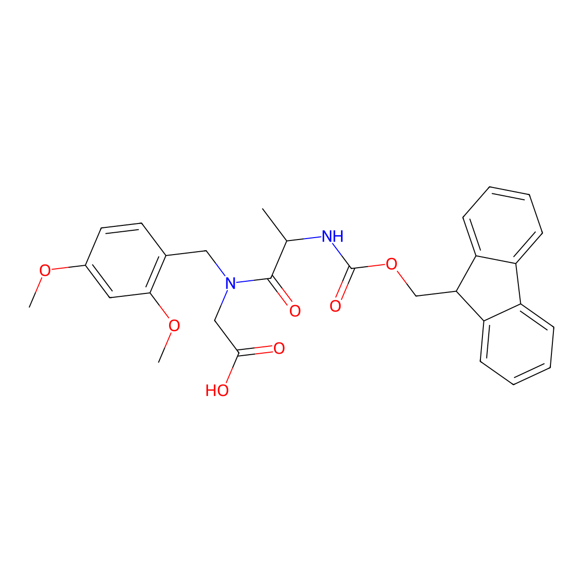 Fmoc-Ala-(Dmb)Gly-OH molecular structure, CAS 1188402-17-6