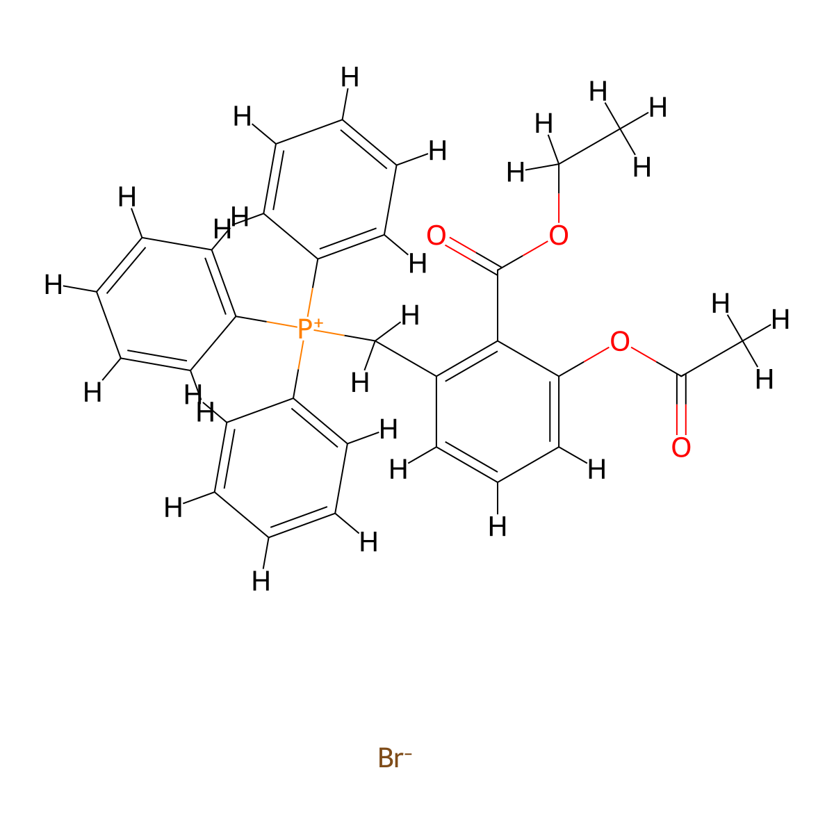 (3-Acetyloxy-2-ethoxycarbonylbenzyl)-triphenylphosphonium bromide molecular structure, CAS 118842-88-9
