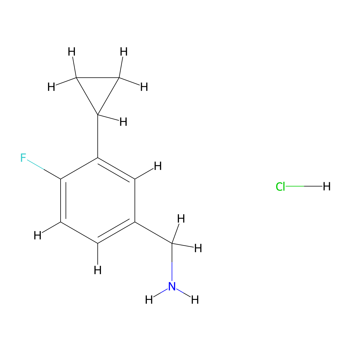 (3-Cyclopropyl-4-fluorophenyl)methanamine hydrochloride molecular structure, CAS 1188428-67-2