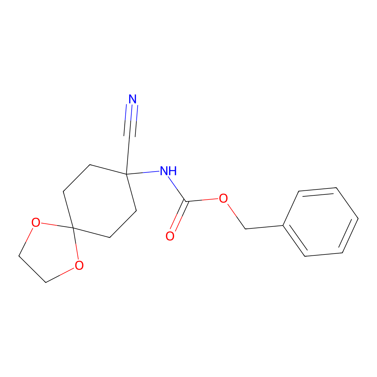 benzyl N-{8-cyano-1,4-dioxaspiro[4.5]decan-8-yl}carbamate molecular structure, CAS 1188428-97-8