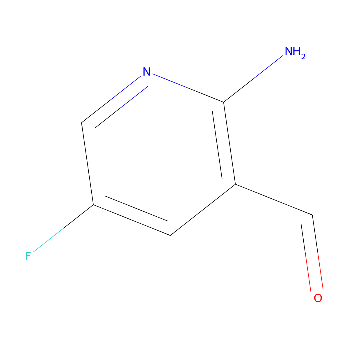 2-Amino-5-fluoro-pyridine-3-carbaldehyde molecular structure, CAS 1188433-88-6