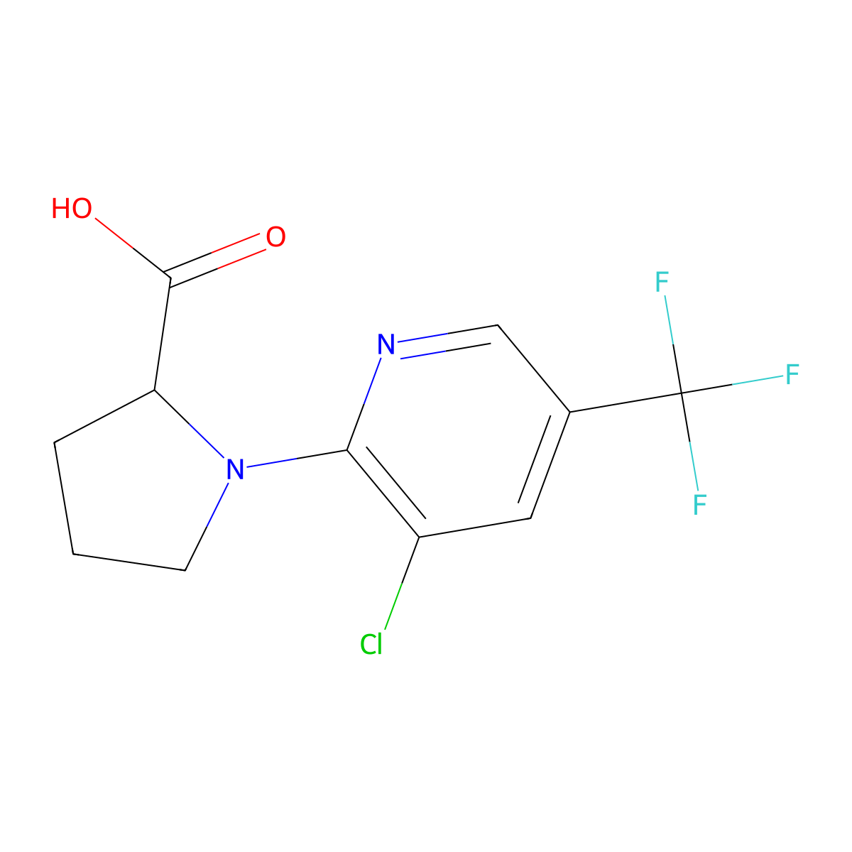 1-[3-Chloro-5-(trifluoromethyl)pyridin-2-yl]pyrrolidine-2-carboxylic acid molecular structure, CAS 1188435-80-4