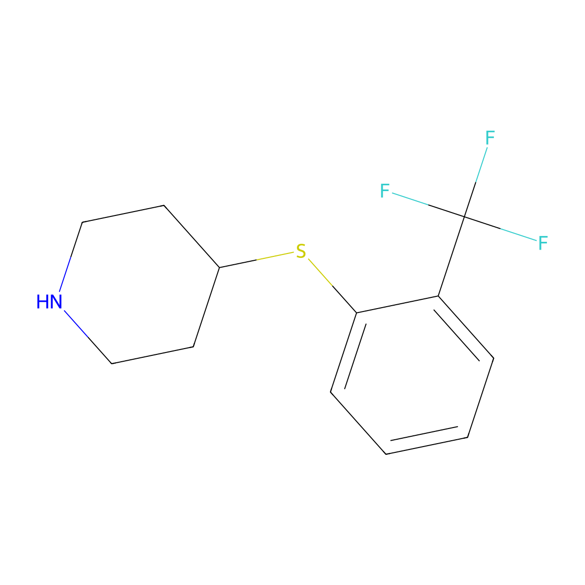 4-[2-(Trifluoromethyl)phenyl]sulfanylpiperidine molecular structure, CAS 1188439-50-0