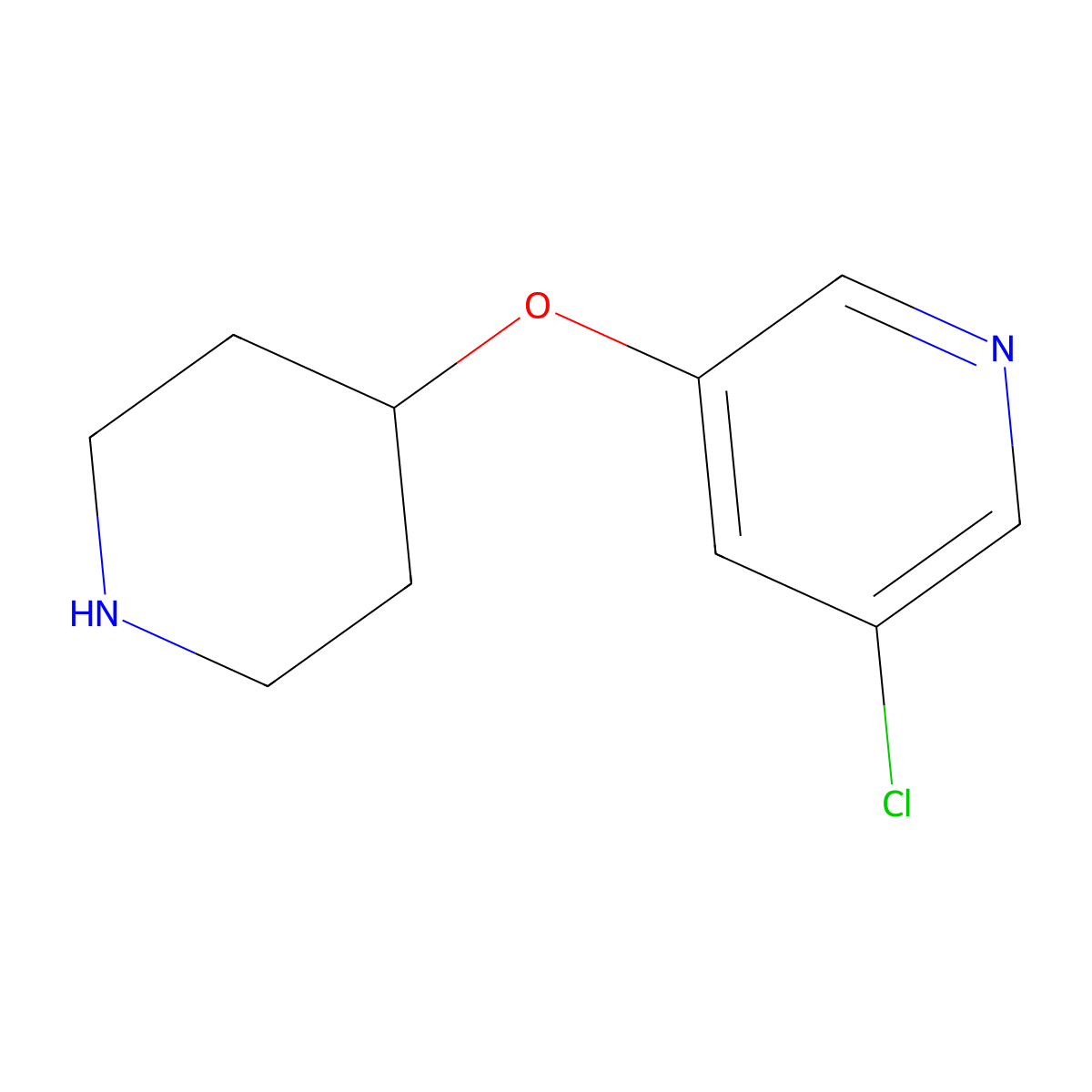 3-Chloro-5-(piperidin-4-yloxy)pyridine molecular structure, CAS 1188439-60-2