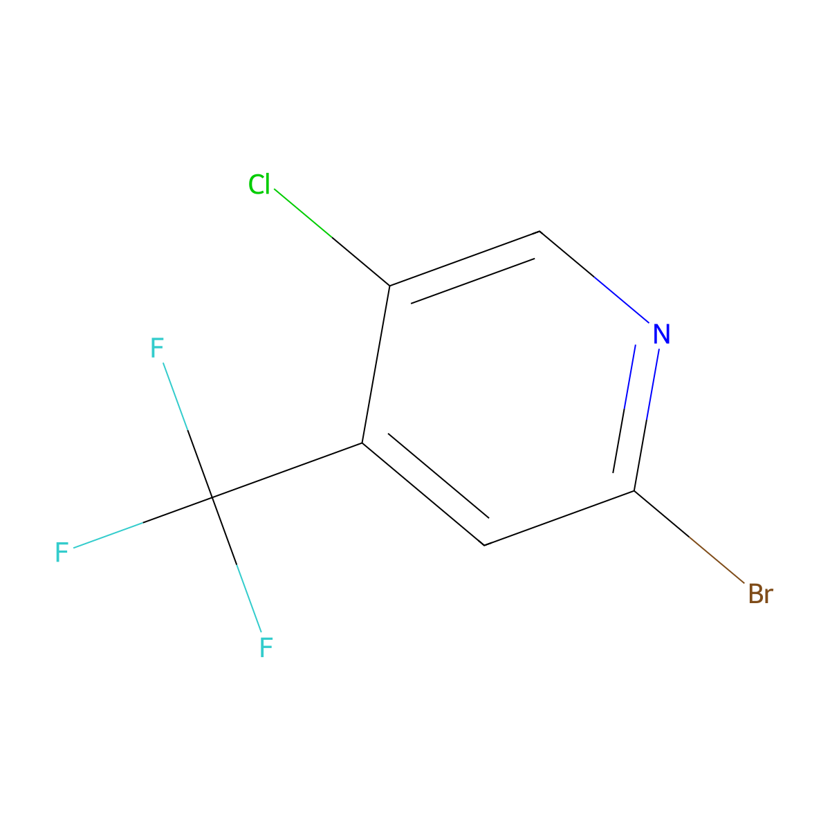 2-Bromo-5-chloro-4-(trifluoromethyl)pyridine molecular structure, CAS 1188476-72-3