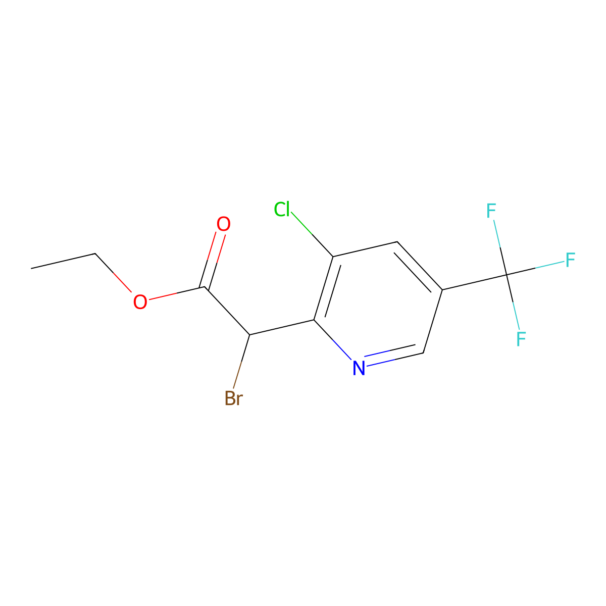 Ethyl 2-bromo-2-[3-chloro-5-(trifluoromethyl)-2-pyridyl]acetate molecular structure, CAS 1188478-61-6