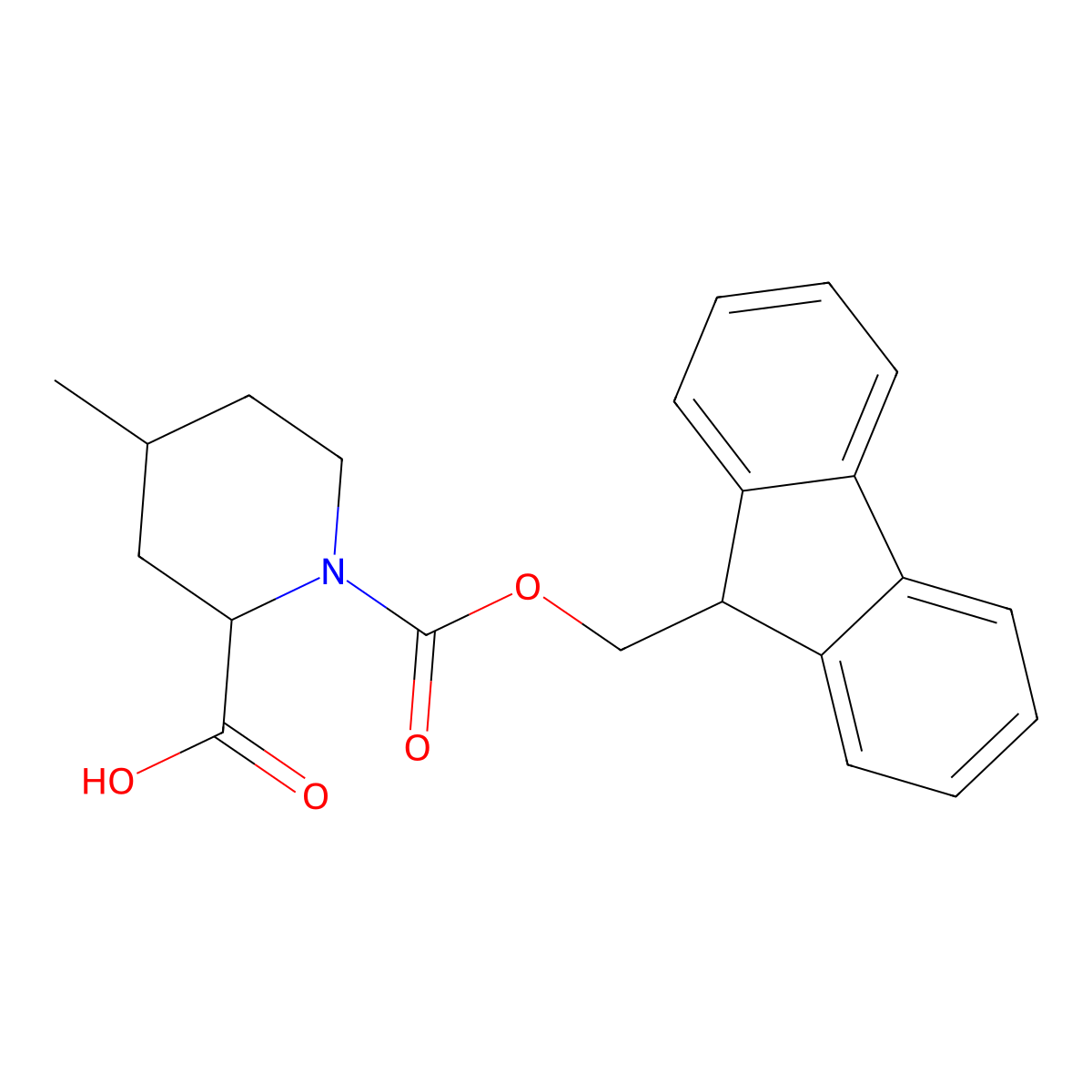 (2R,4R)-1-(((9H-fluoren-9-yl)methoxy)carbonyl)-4-methylpiperidine-2-carboxylic acid molecular structure, CAS 1188498-26-1