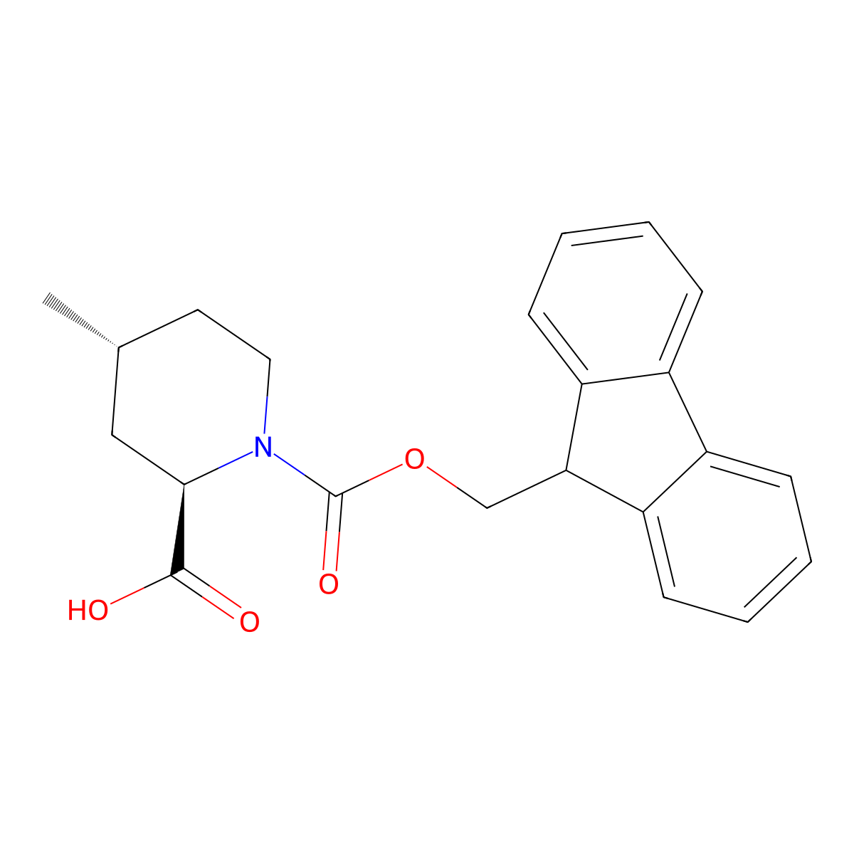 (2R,4R)-1-(((9H-fluoren-9-yl)methoxy)carbonyl)-4-methylpiperidine-2-carboxylic acid molecular structure, CAS 1188498-26-1