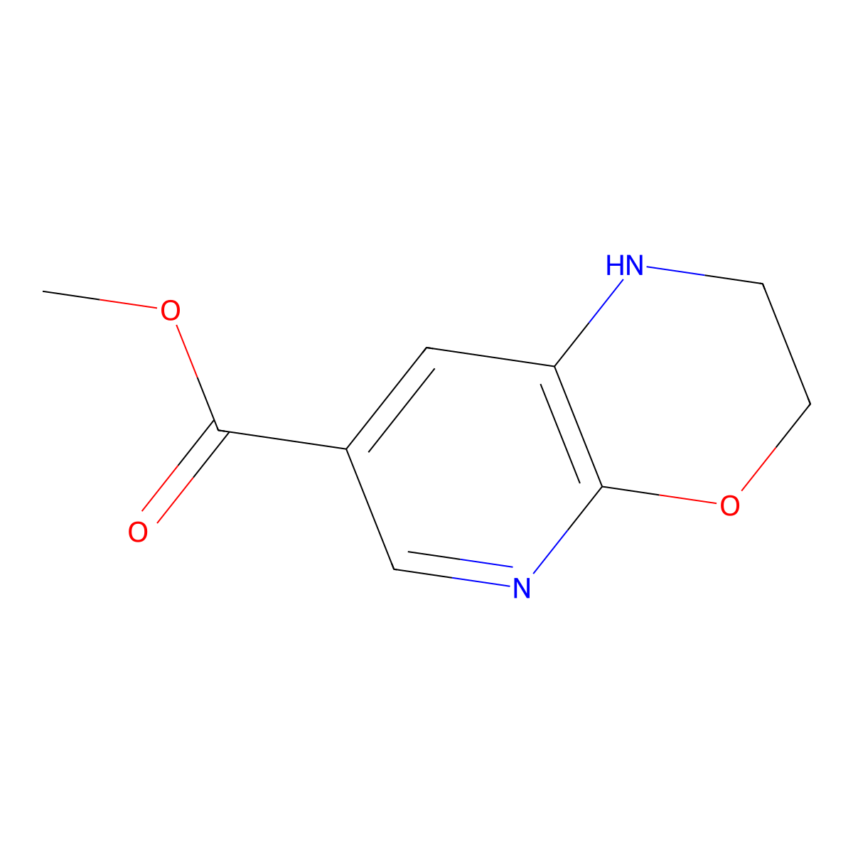 methyl 2,3-dihydro-1H-pyrido[2,3-b][1,4]oxazine-7-carboxylate molecular structure, CAS 1188528-92-8