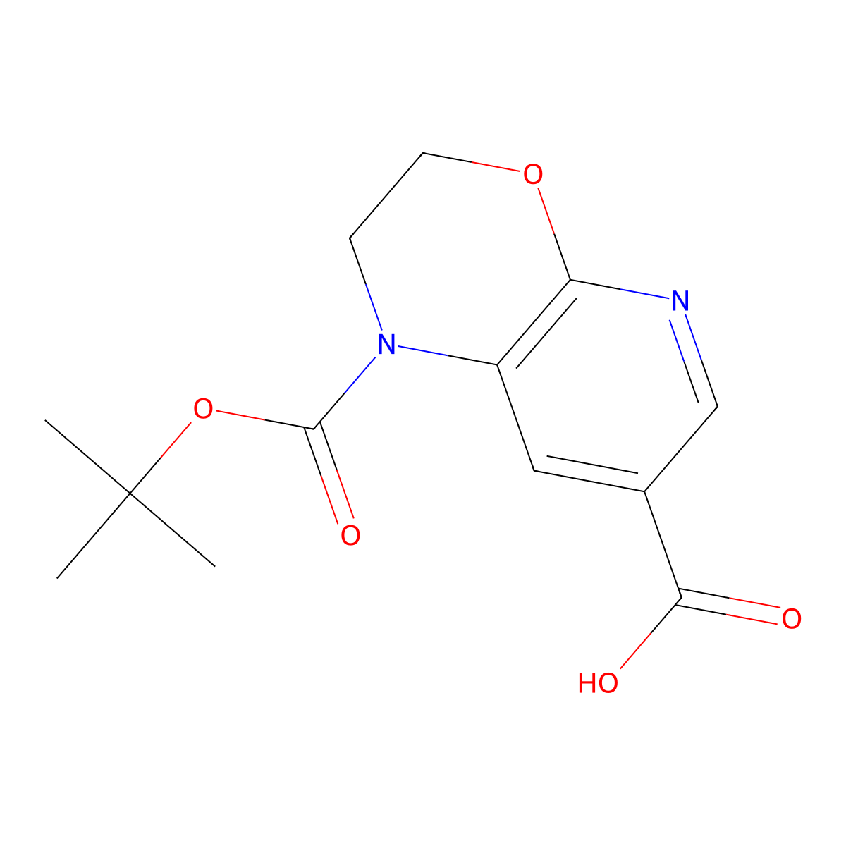 1-[(tert-butoxy)carbonyl]-1H,2H,3H-pyrido[2,3-b][1,4]oxazine-7-carboxylic acid molecular structure, CAS 1188529-62-5