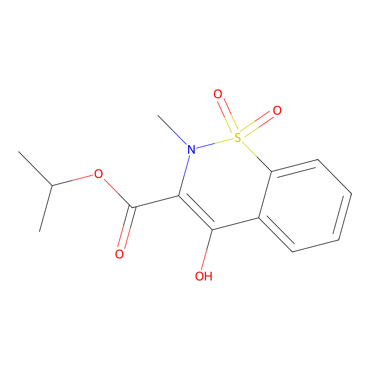 Isopropyl-4-hydroxy-2-methyl-2H-1,2-benzothiazine-3-carboxylate-1,1-dioxide molecular structure, CAS 118854-48-1