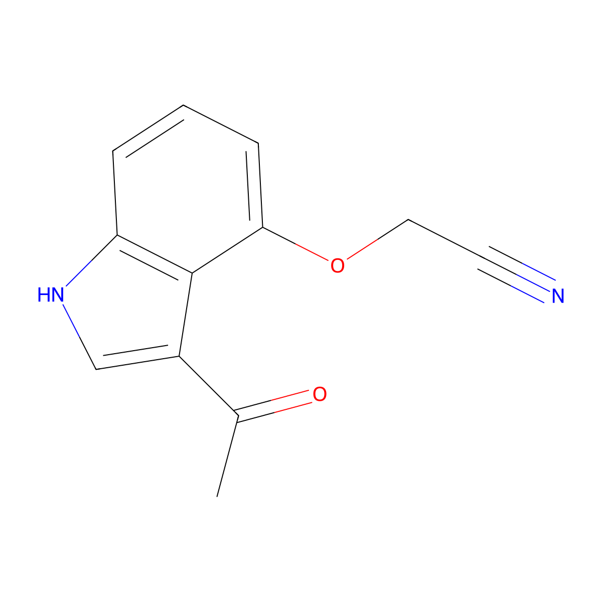 2-((3-acetyl-1H-indol-4-yl)oxy)acetonitrile molecular structure, CAS 118855-77-9