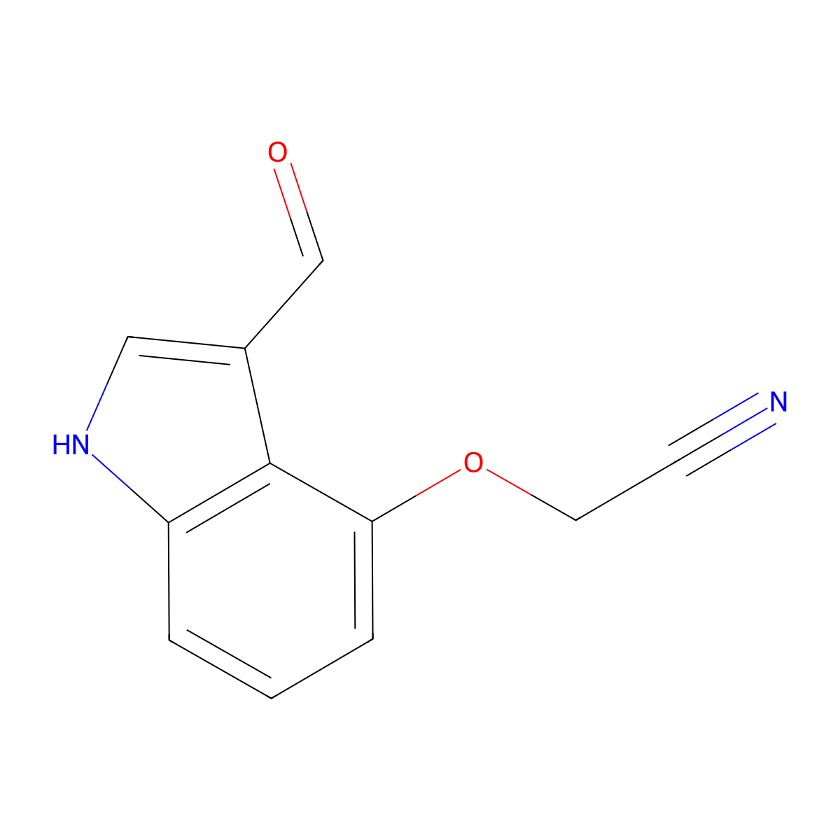 2-((3-formyl-1H-indol-4-yl)oxy)acetonitrile molecular structure, CAS 118855-85-9