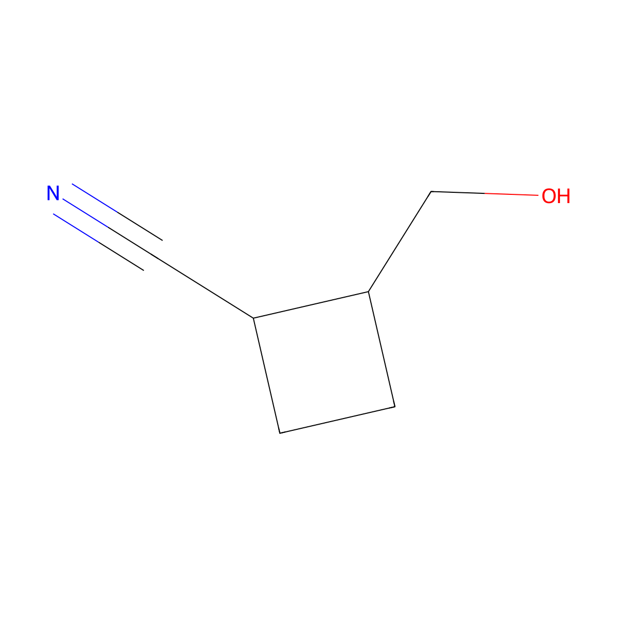 rac-(1R,2R)-2-(hydroxymethyl)cyclobutane-1-carbonitrile molecular structure, CAS 118863-68-6
