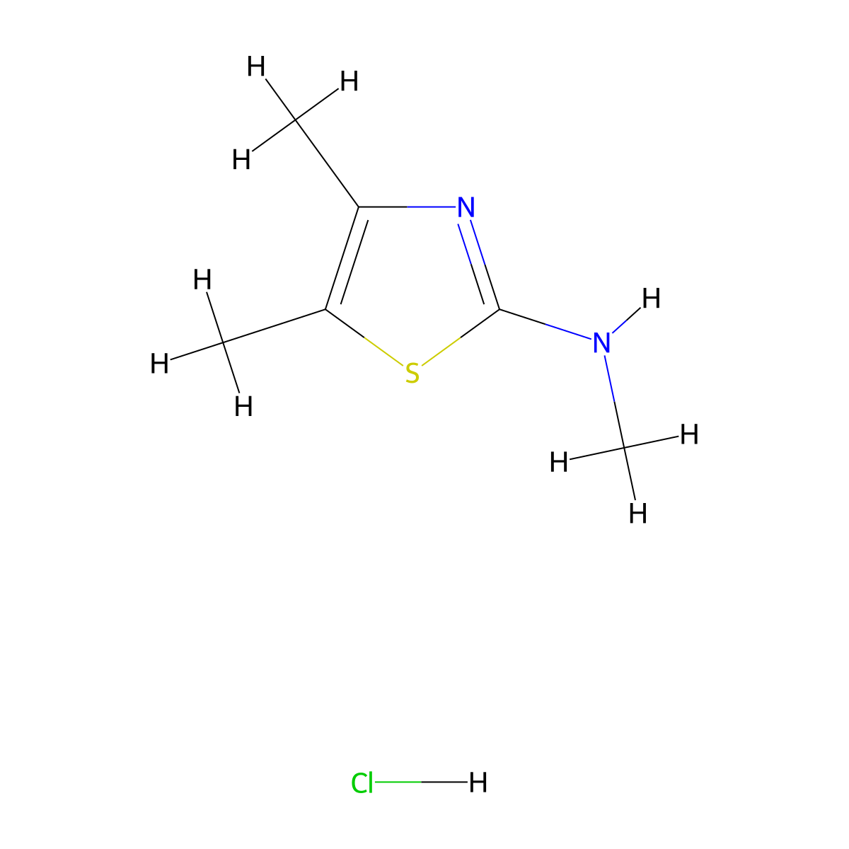 N,4,5-trimethyl-1,3-thiazol-2-amine hydrochloride molecular structure, CAS 118871-92-4