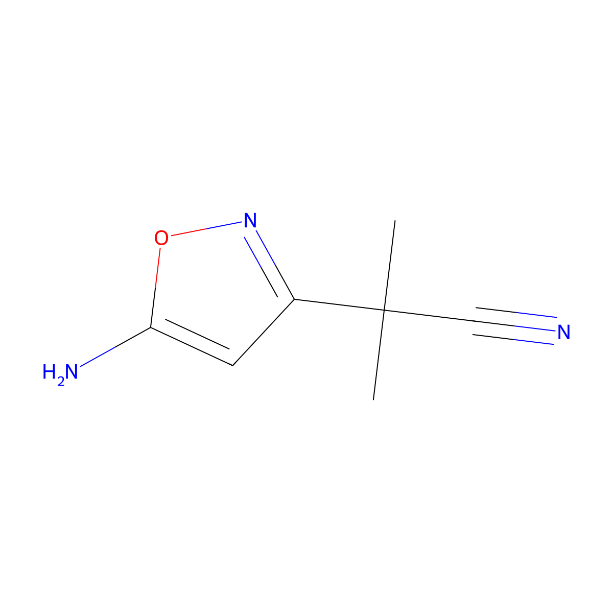 2-(5-Aminoisoxazol-3-yl)-2-methylpropanenitrile molecular structure, CAS 1188908-62-4