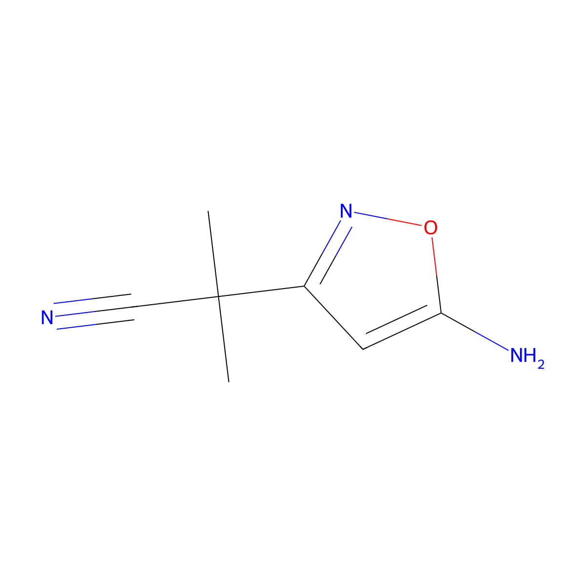 2-(5-Aminoisoxazol-3-yl)-2-methylpropanenitrile molecular structure, CAS 1188908-62-4