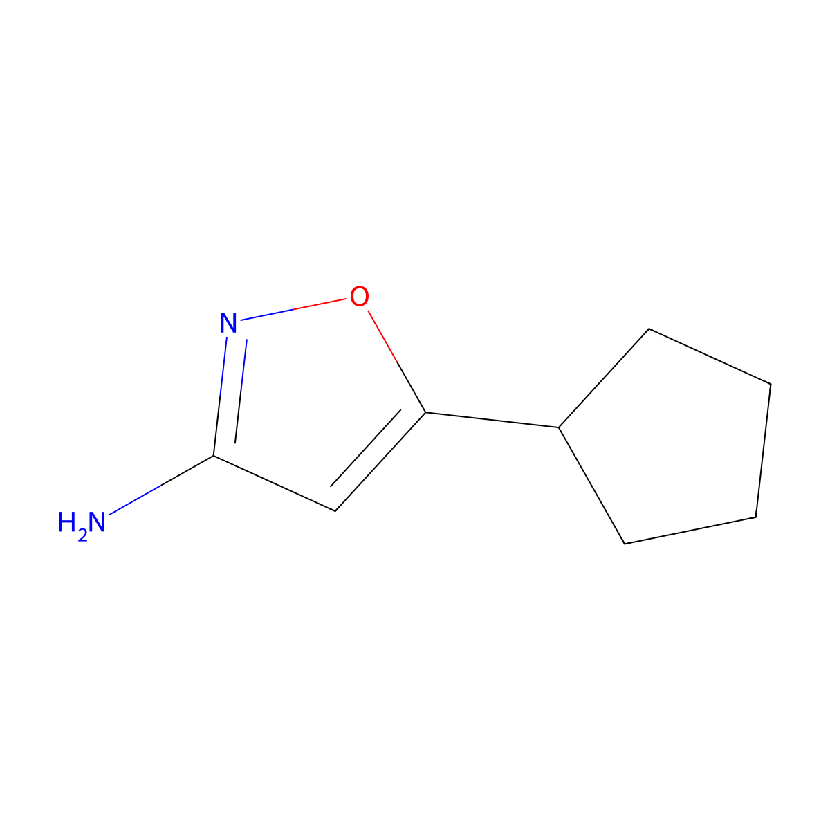 5-Cyclopentyl-1,2-oxazol-3-amine molecular structure, CAS 1188908-83-9