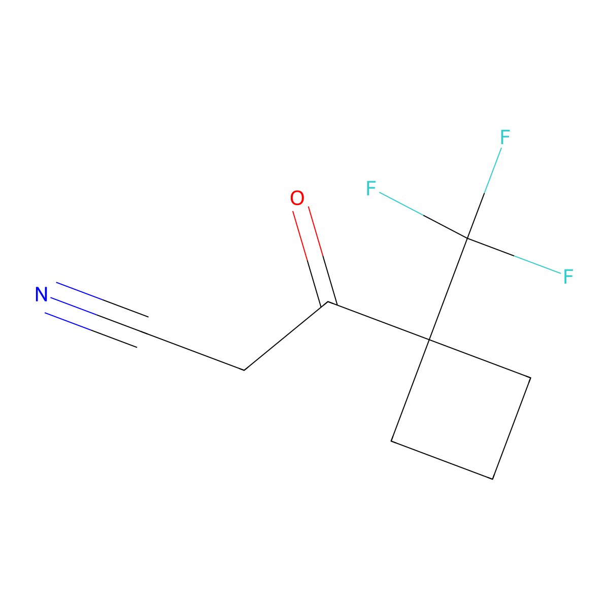 3-Oxo-3-(1-(trifluoromethyl)cyclobutyl)propanenitrile molecular structure, CAS 1188909-23-0