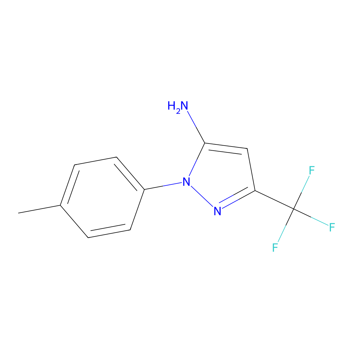 1-(p-tolyl)-3-(trifluoromethyl)-1H-pyrazol-5-amine molecular structure, CAS 1188909-74-1